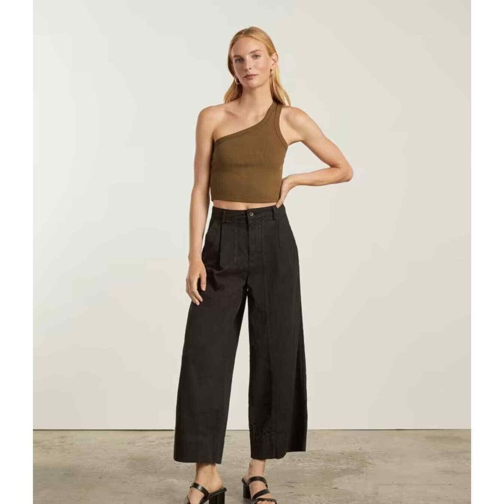Everlane The Tourist Pant Size 6 Cotton Crop Wide Leg High Rise Black NWT
